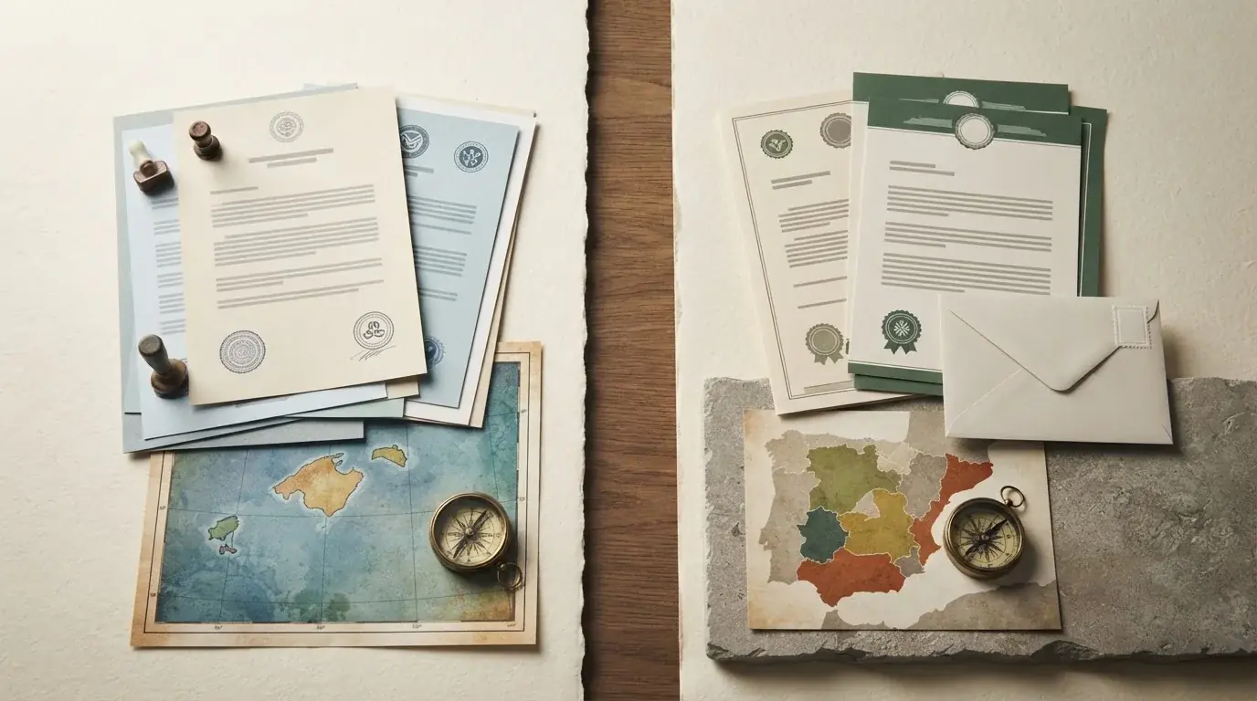 Ilustración editorial sobre la diferencia entre una licencia extranjera y la autorización española